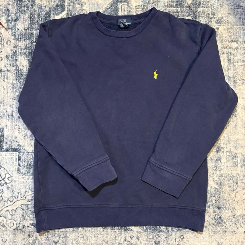 Polo Ralph Lauren Crewneck Sweatshirt Navy Blue Yellow Pony